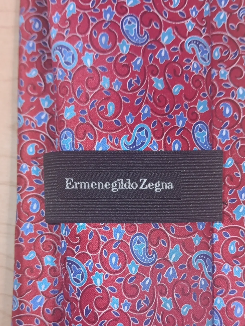 Ermenegildo Zegna Red *PRINT* Paisley Tie with Blue Accents